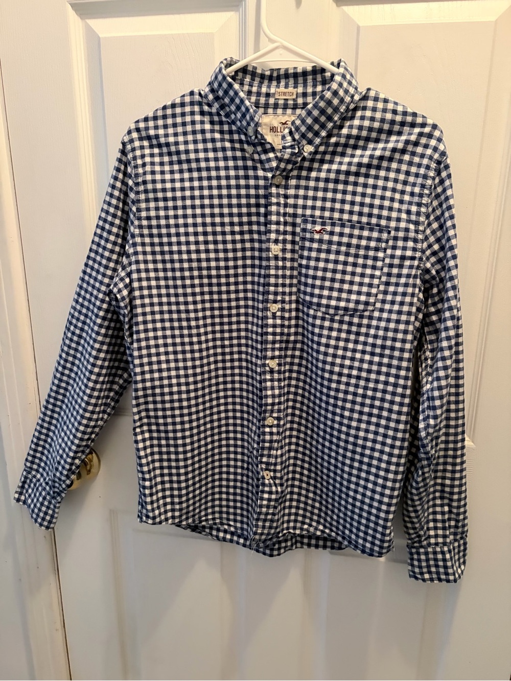 Abercrombie & Fitch Navy and White Gingham Button-Down Shirt